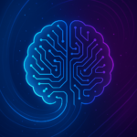 Ilustración abstracta de un cerebro digital que representa la inteligencia artificial y la tecnología de agentes.