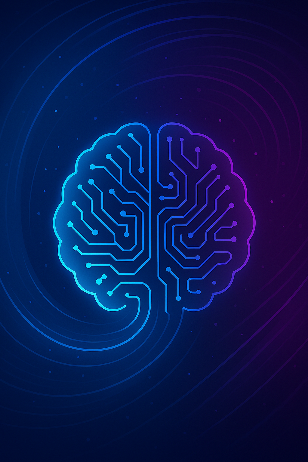 Ilustración abstracta de un cerebro digital que representa la inteligencia artificial y la tecnología de agentes.